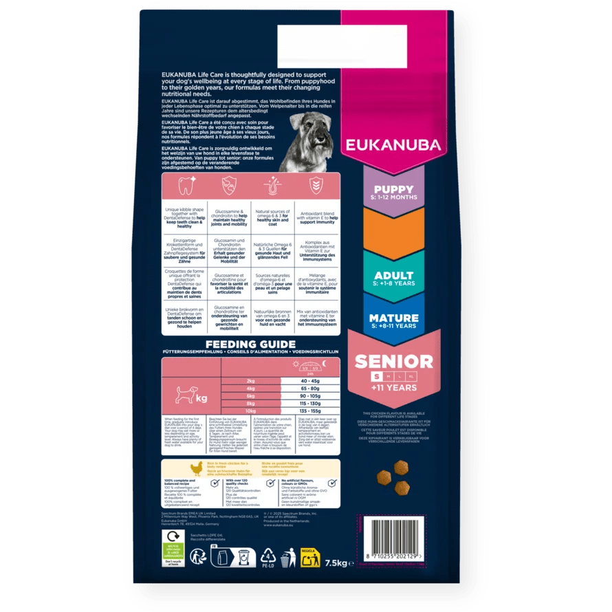 Eukanuba Senior Small Breed Fresh Chicken Dry Dog Food, Eukanuba, 3 x 3 kg