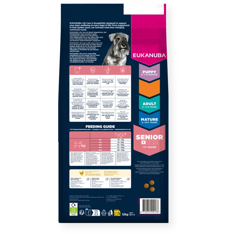 Eukanuba Senior Small Breed Fresh Chicken Dry Dog Food, Eukanuba, 3 x 3 kg