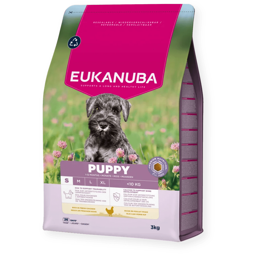 Eukanuba Small Breed Puppy Fresh Chicken Dry Dog Food, Eukanuba, 3 x 3 kg
