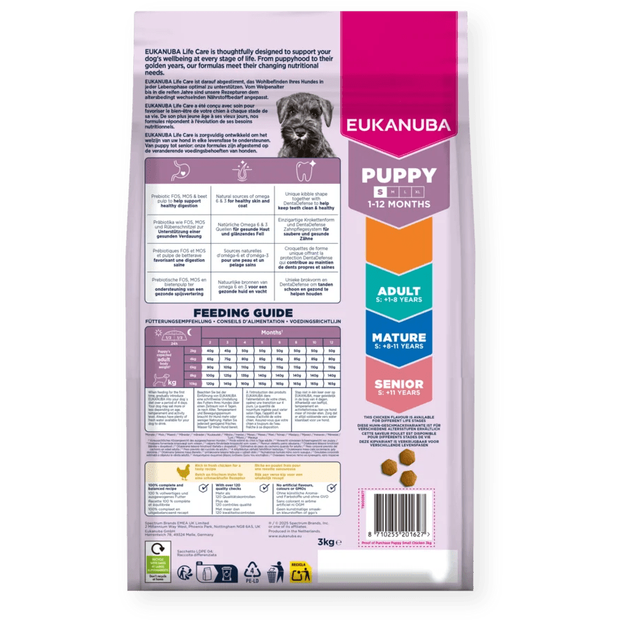 Eukanuba Small Breed Puppy Fresh Chicken Dry Dog Food, Eukanuba, 3 x 3 kg