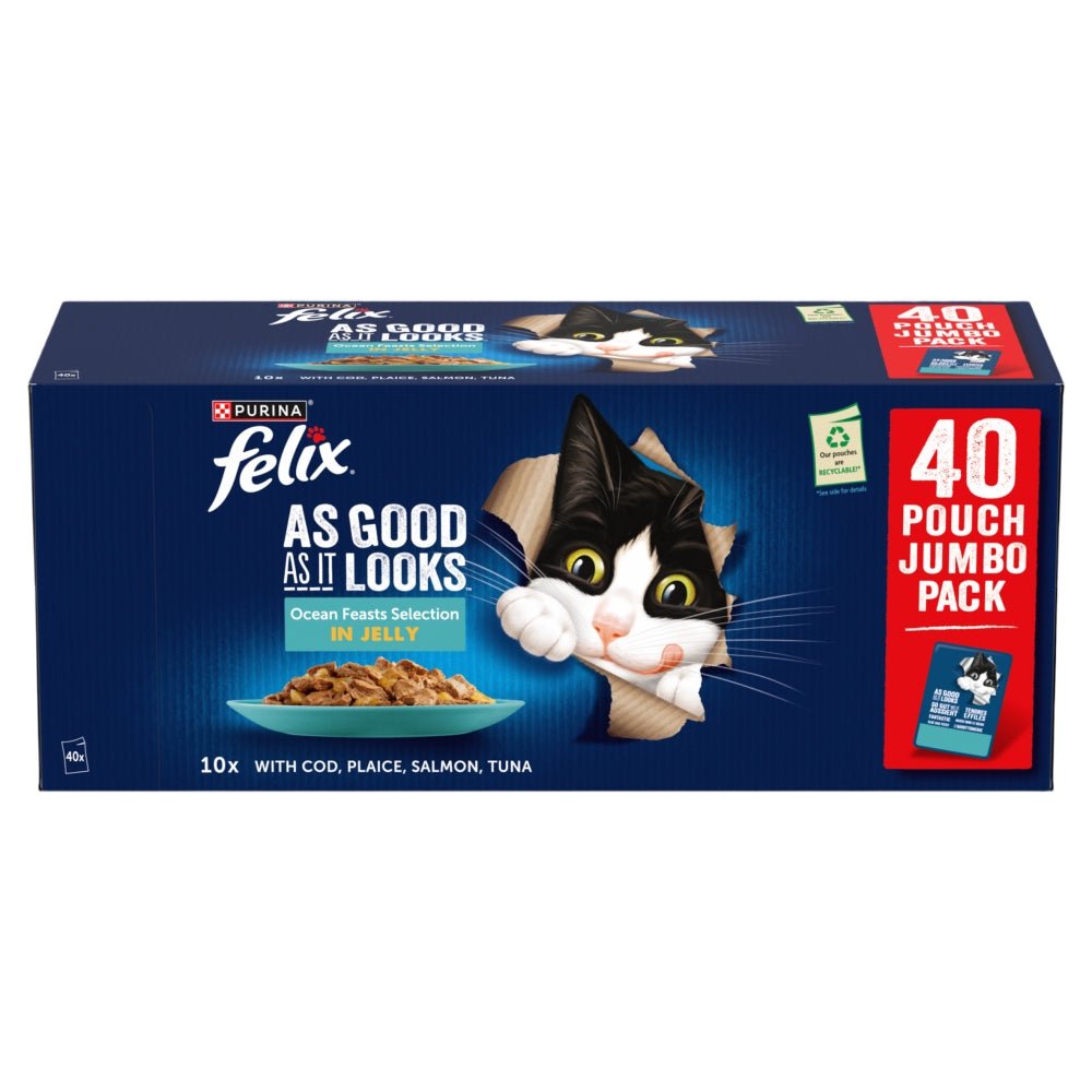 Felix As Good As It Looks Ocean Feasts Selection in Jelly Wet Cat Food, Felix, 40 x 85g