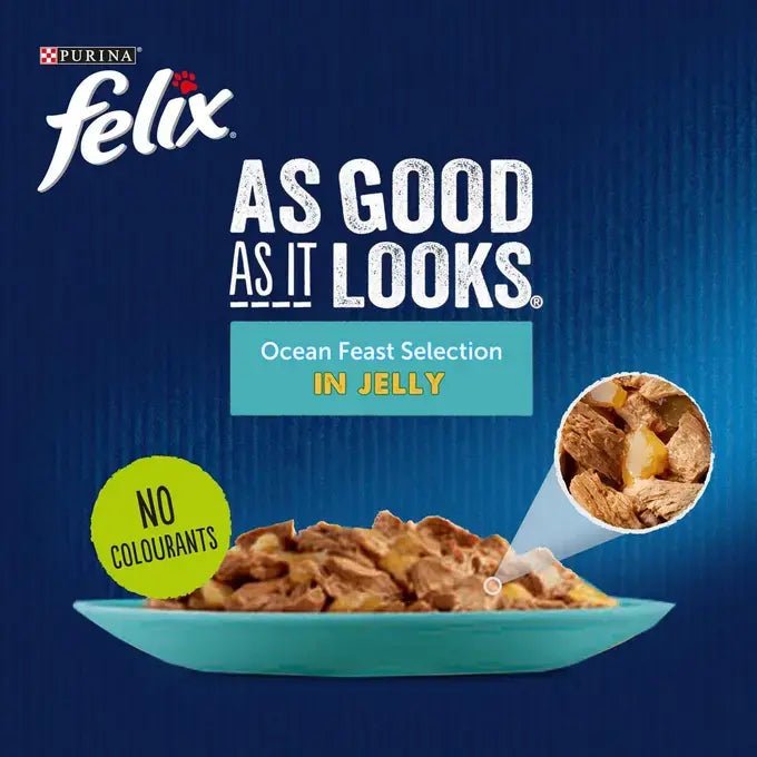 Felix As Good As It Looks Ocean Feasts Selection in Jelly Wet Cat Food, Felix, 40 x 85g