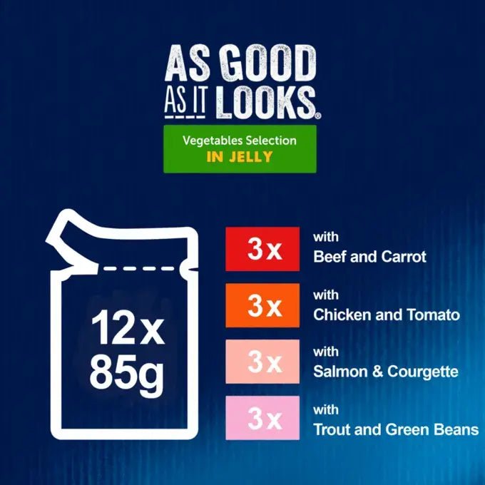 Felix As Good As It Looks Vegetables Selection in Jelly Wet Cat Food 48 x 85g, Felix,