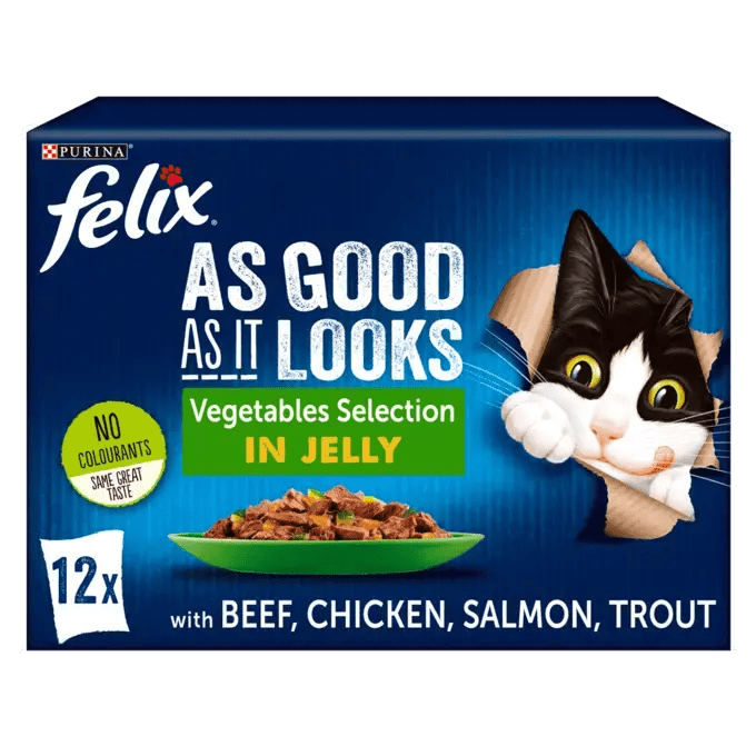 Felix As Good As It Looks Vegetables Selection in Jelly Wet Cat Food 48 x 85g, Felix,