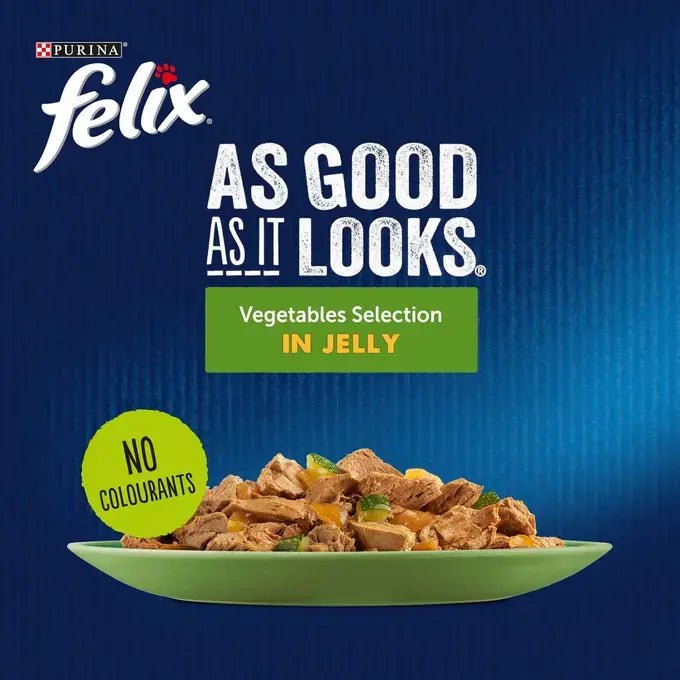 Felix As Good As It Looks Vegetables Selection in Jelly Wet Cat Food 48 x 85g, Felix,