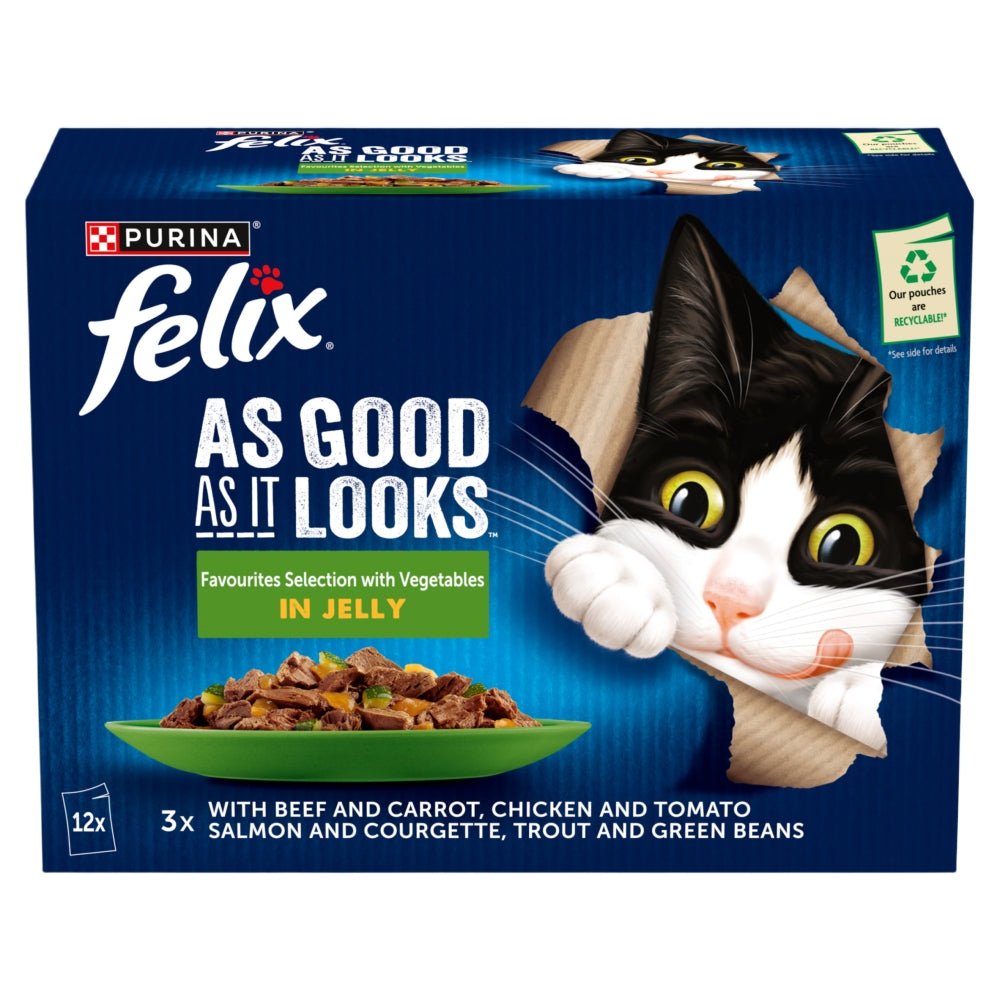 Felix As Good As It Looks Vegetables Selection in Jelly Wet Cat Food 48 x 85g, Felix,