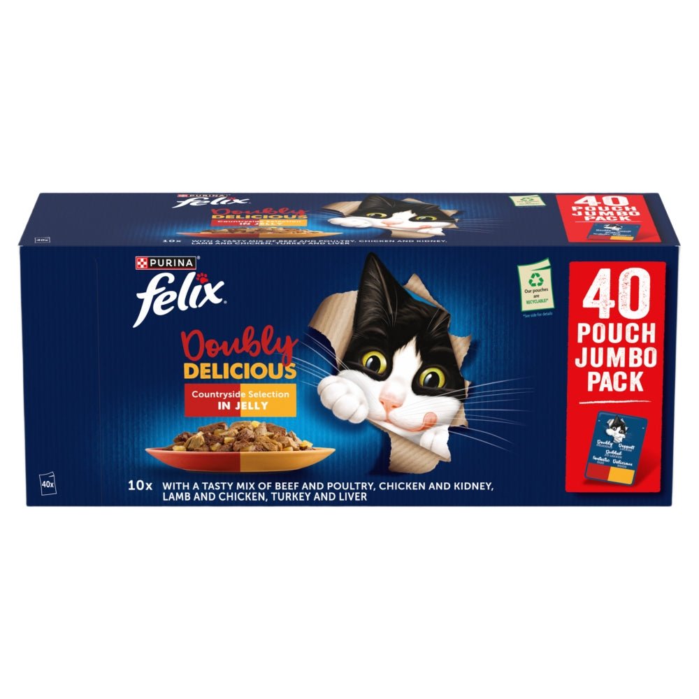 Felix Doubly Delicious Countryside Selection in Jelly Adult Wet Cat Food, Felix, 40 x 85g