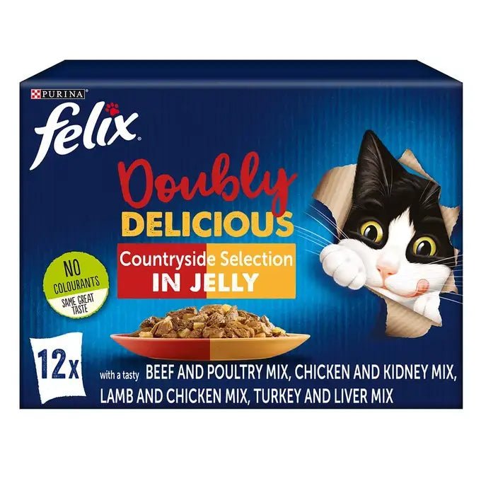 Felix Doubly Delicious Countryside Selection in Jelly Adult Wet Cat Food, Felix, 48 x 85g