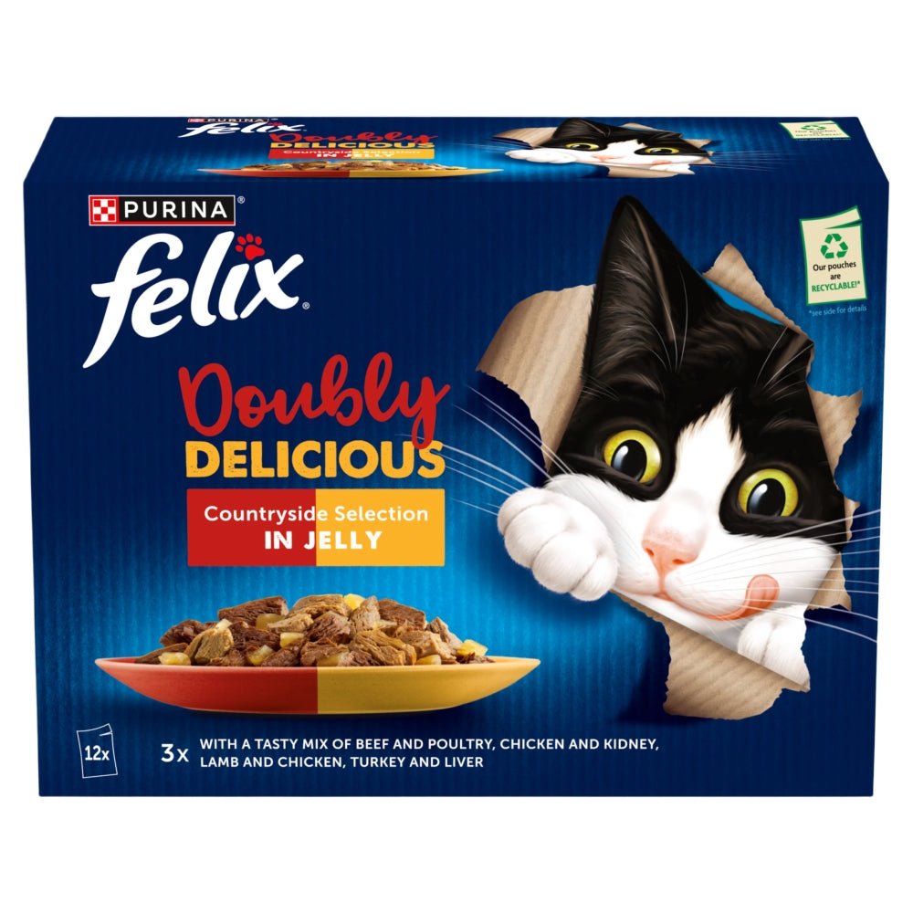 Felix Doubly Delicious Countryside Selection in Jelly Adult Wet Cat Food, Felix, 48 x 85g