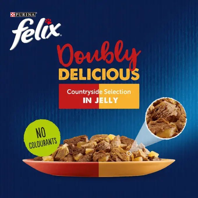 Felix Doubly Delicious Countryside Selection in Jelly Adult Wet Cat Food, Felix, 48 x 85g