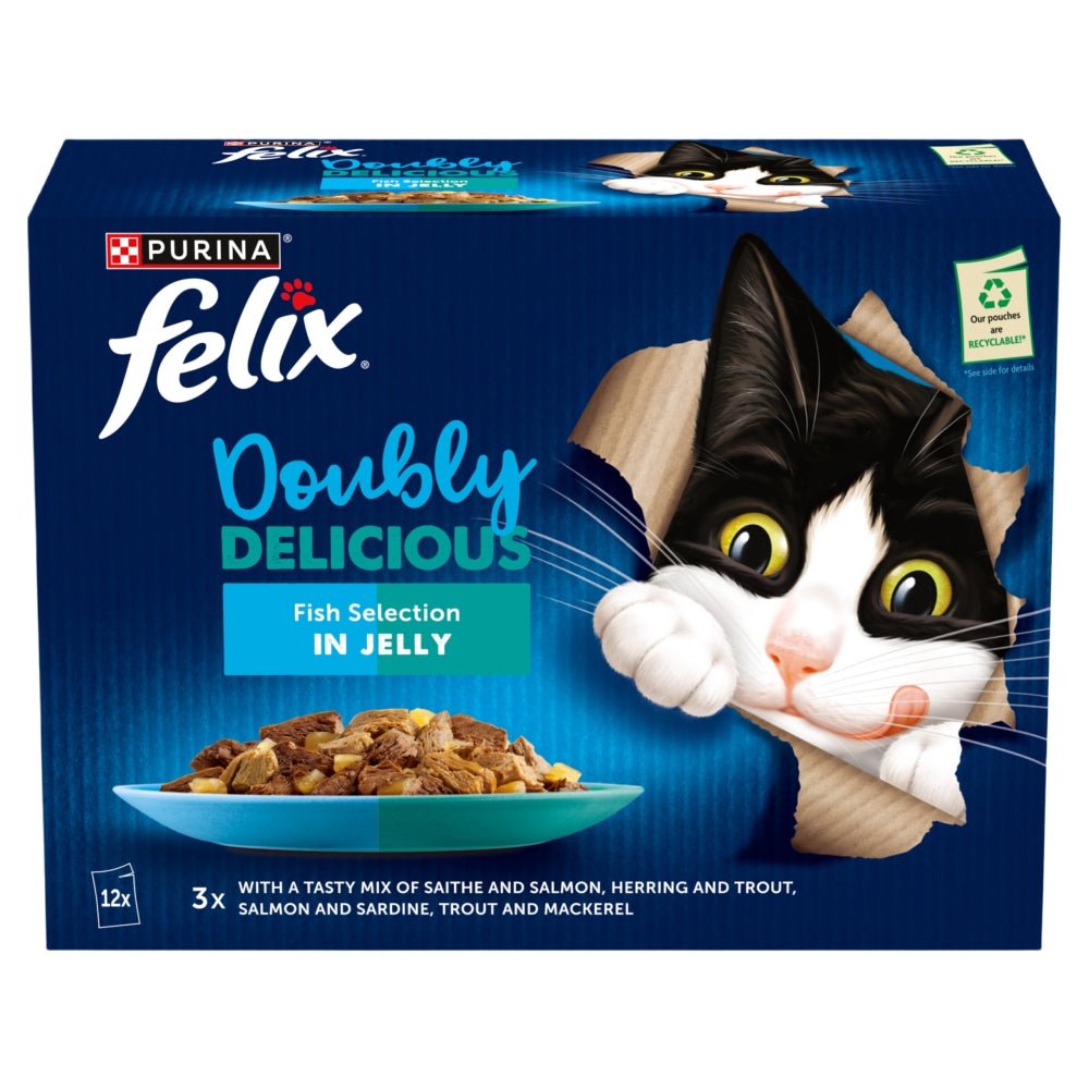 Felix Doubly Delicious Fish Selection in Jelly Wet Cat Food - 48x85g, Felix,