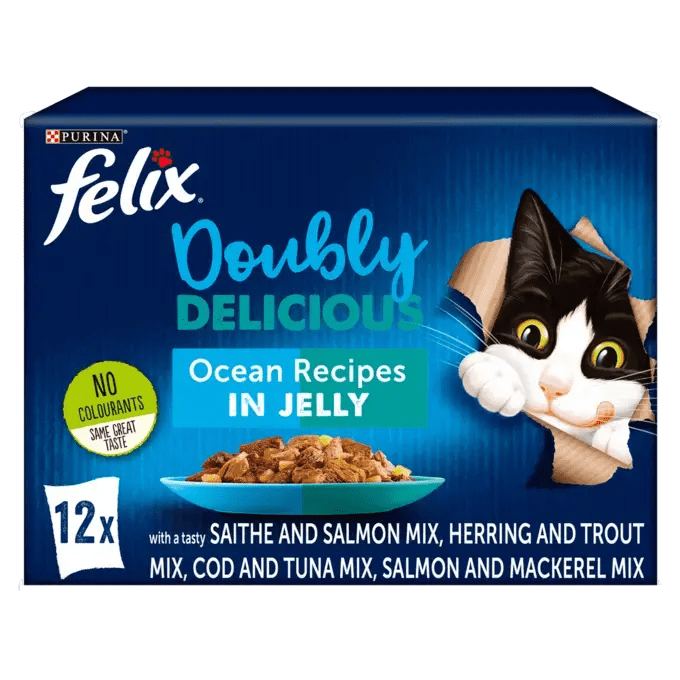 Felix Doubly Delicious Ocean Recipes in Jelly Wet Cat Food - 48 x 85g, Felix,