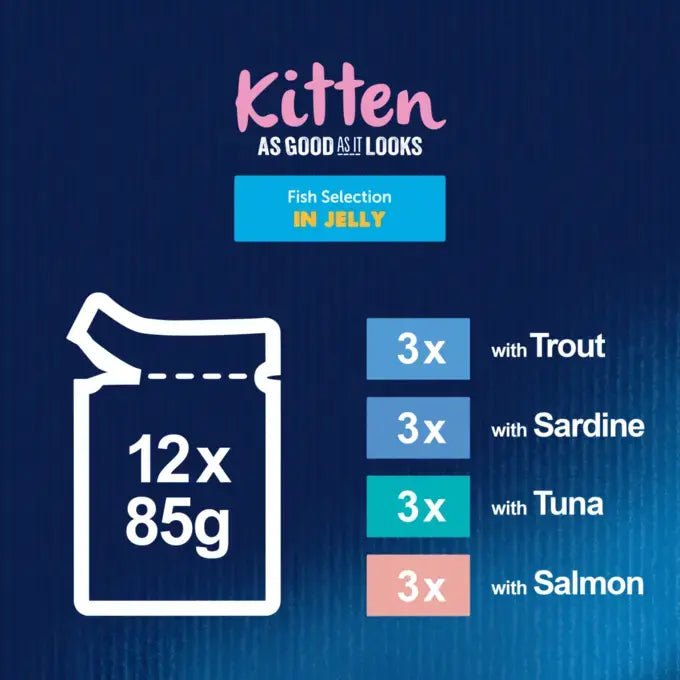 Felix Kitten As Good As It Looks Fish Selection in Jelly Wet Cat Food 48x85g, Felix,