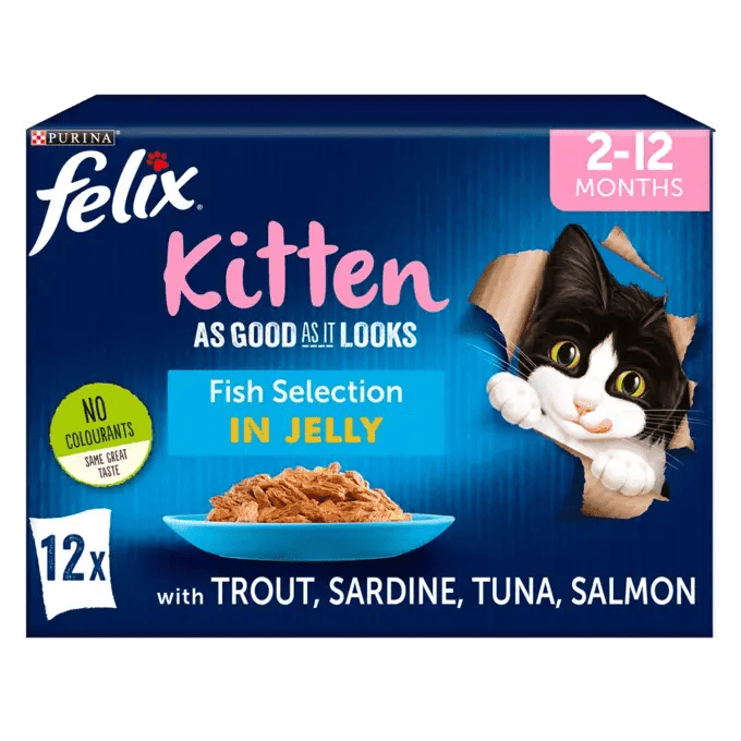 Felix Kitten As Good As It Looks Fish Selection in Jelly Wet Cat Food 48x85g, Felix,