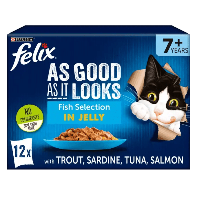 Felix Senior 7+ As Good As It Looks Fish Selection in Jelly Wet Cat Food - 48 x 85g, Felix,