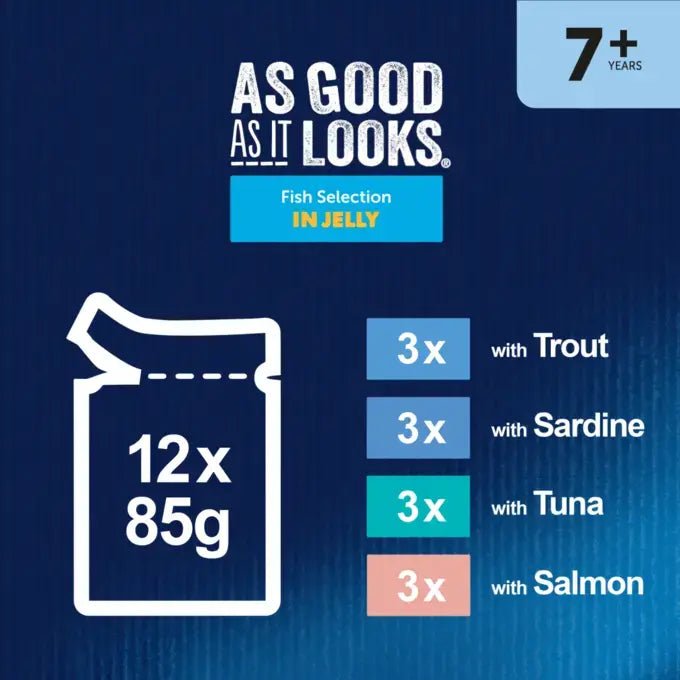 Felix Senior 7+ As Good As It Looks Fish Selection in Jelly Wet Cat Food - 48 x 85g, Felix,
