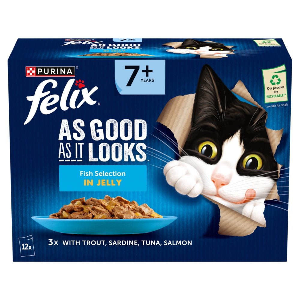 Felix Senior 7+ As Good As It Looks Fish Selection in Jelly Wet Cat Food - 48 x 85g, Felix,