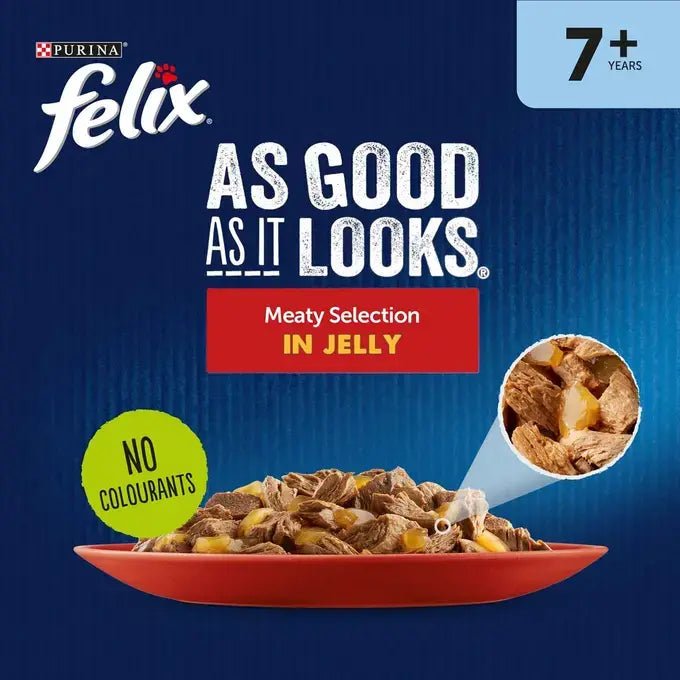 Felix Senior 7+ As Good As It Looks Meaty Selection in Jelly - 48 x 85g, Felix,