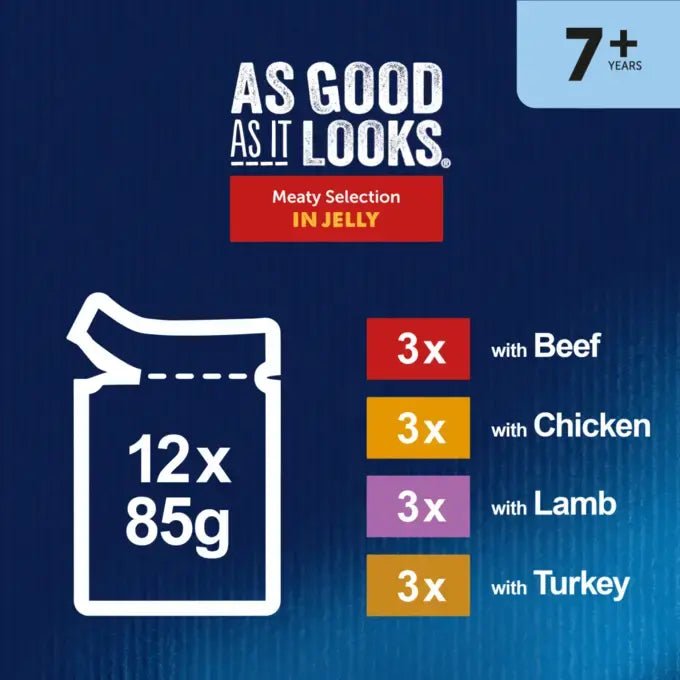 Felix Senior 7+ As Good As It Looks Meaty Selection in Jelly - 48 x 85g, Felix,