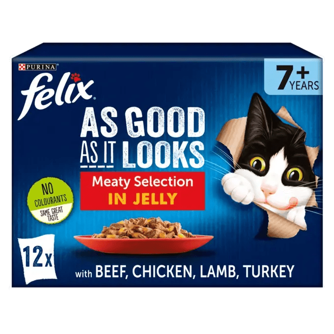 Felix Senior 7+ As Good As It Looks Meaty Selection in Jelly - 48 x 85g, Felix,