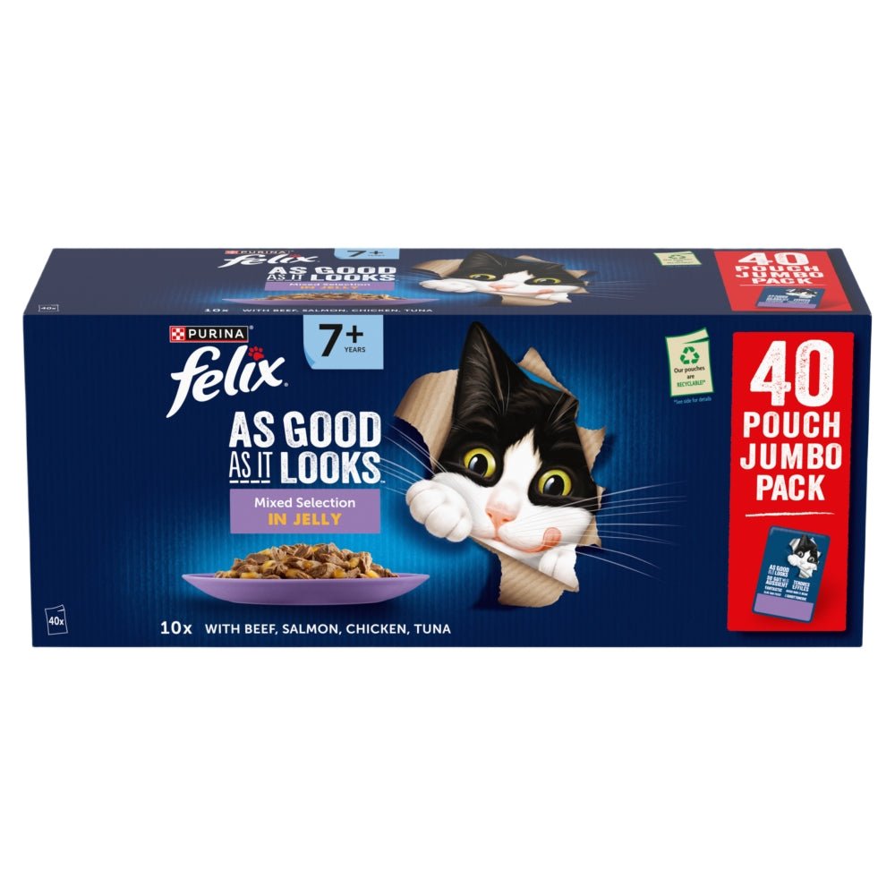 Felix Senior 7+ As Good As It Looks Mixed Selection in Jelly Wet Cat Food, Felix, 40 x 85g