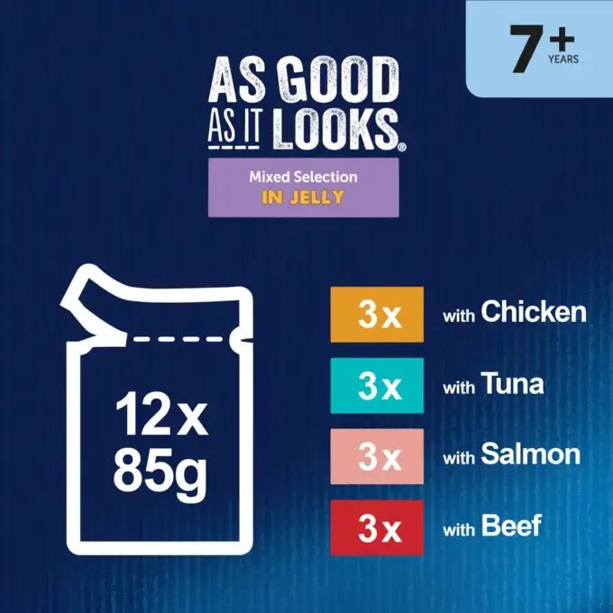Felix Senior 7+ As Good As It Looks Mixed Selection in Jelly Wet Cat Food, Felix, 40 x 85g