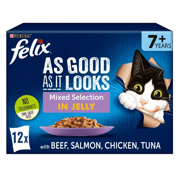 Felix Senior 7+ As Good As It Looks Mixed Selection in Jelly Wet Cat Food, Felix, 48 x 85g
