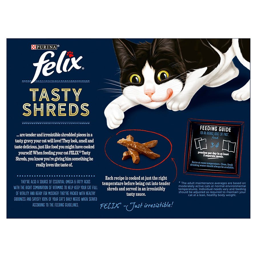 Felix Tasty Shreds Farm Selection in Gravy Adult Wet Cat Food - 48 x 80g, Felix,