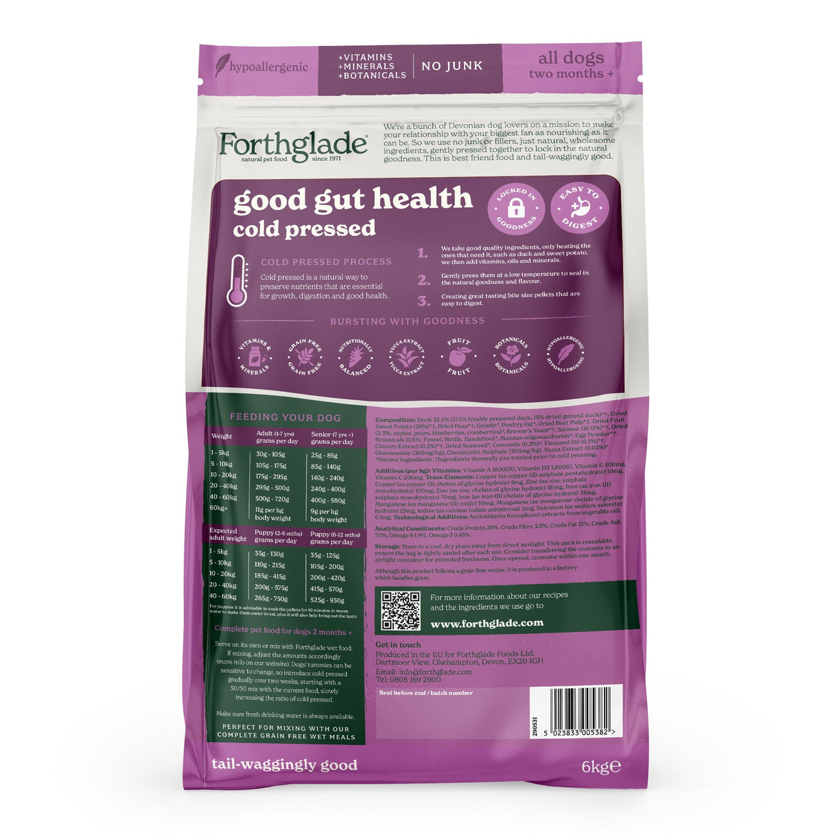 Forthglade Cold Pressed Duck Grain Free Dry Dog Food, Forthglade, 6 kg