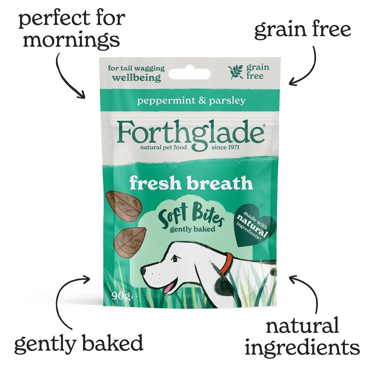 Forthglade Fresh Breath Peppermint & Parsley Dog Treats - 8 x 90g Packs, Forthglade,