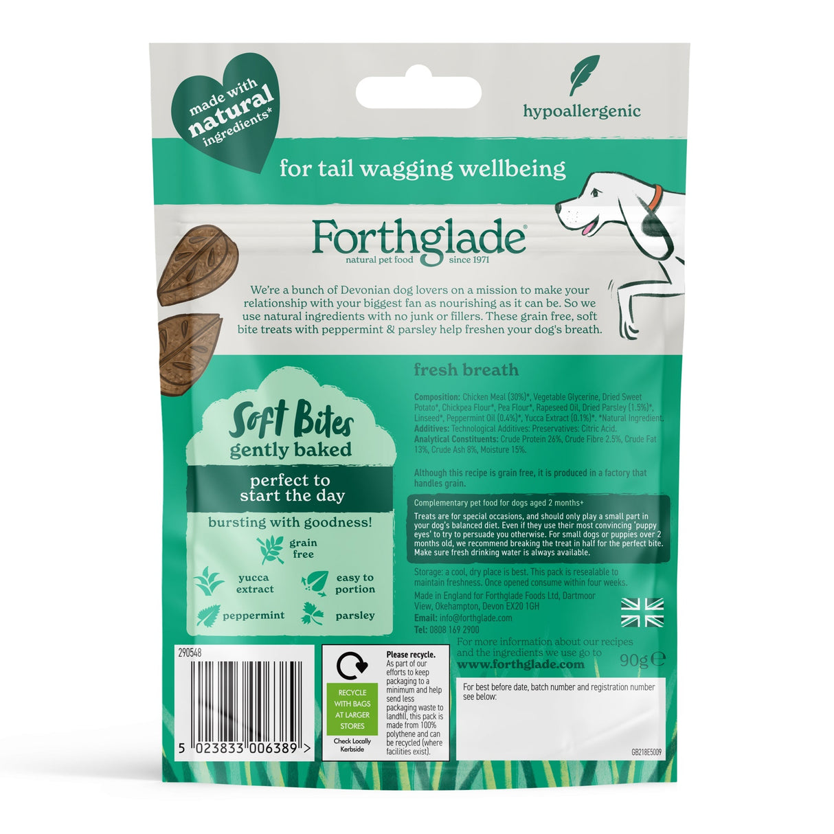 Forthglade Fresh Breath Peppermint & Parsley Dog Treats - 8 x 90g Packs, Forthglade,