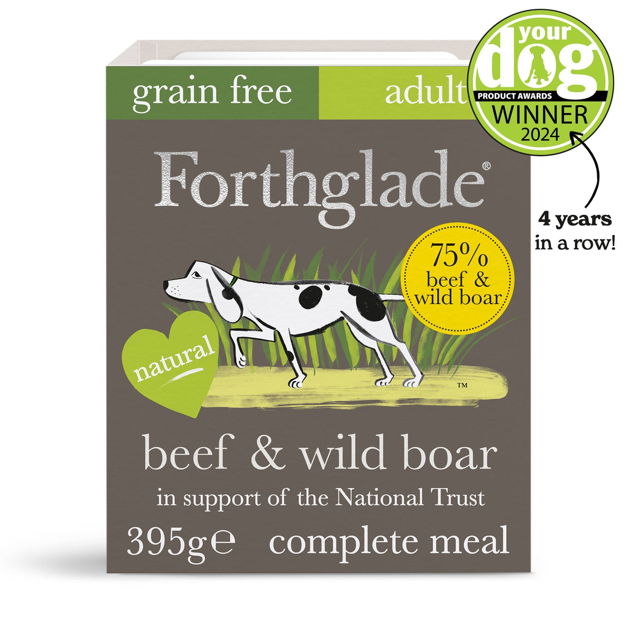 Forthglade Gourmet Grain Free Beef & Wild Boar Wet Dog Food - 7 x 395g Trays, Forthglade,