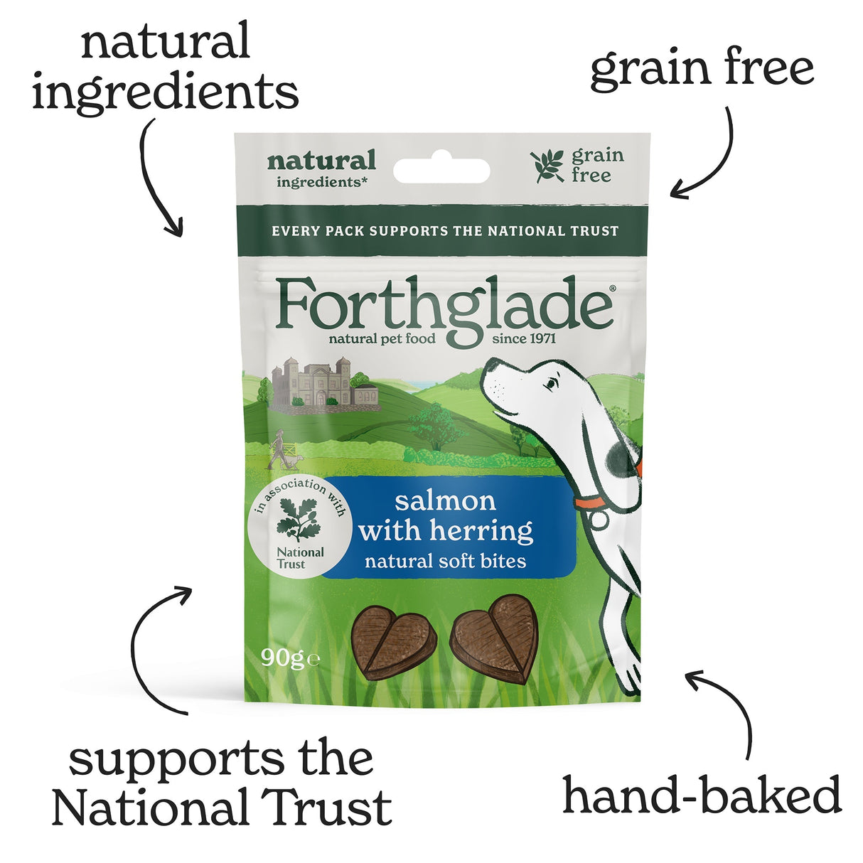 Forthglade National Trust Soft Bites Salmon & Herring Dog Treats - 8 x 90g, Forthglade,
