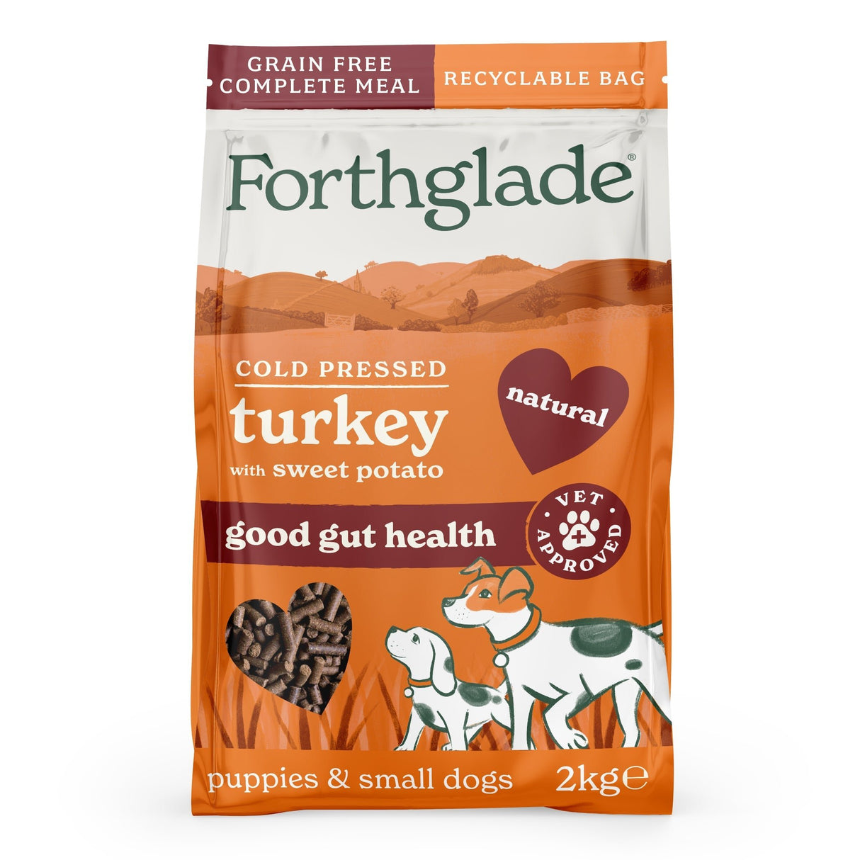 Forthglade Small Breed & Puppy Cold Pressed Turkey Dry Food - 2 kg, Forthglade,
