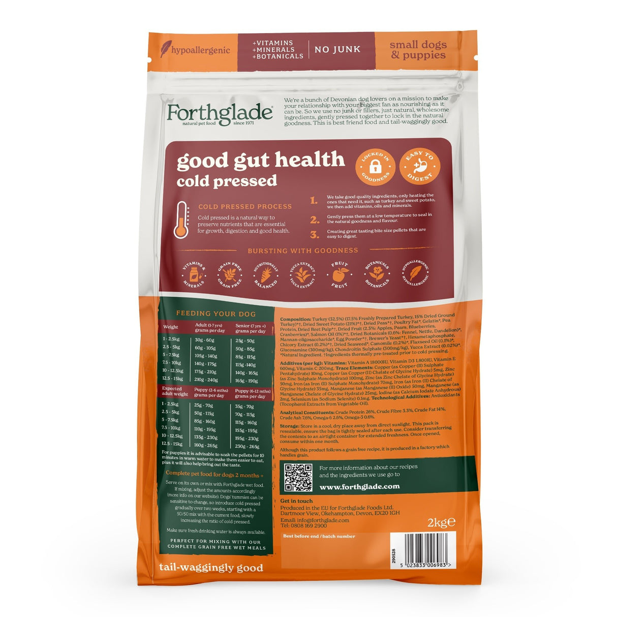 Forthglade Small Breed & Puppy Cold Pressed Turkey Dry Food - 2 kg, Forthglade,