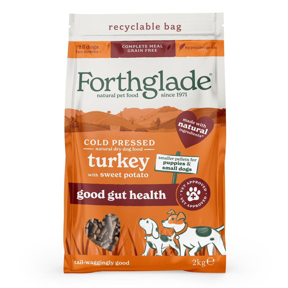 Forthglade Small Breed & Puppy Cold Pressed Turkey Dry Food - 2 kg, Forthglade,