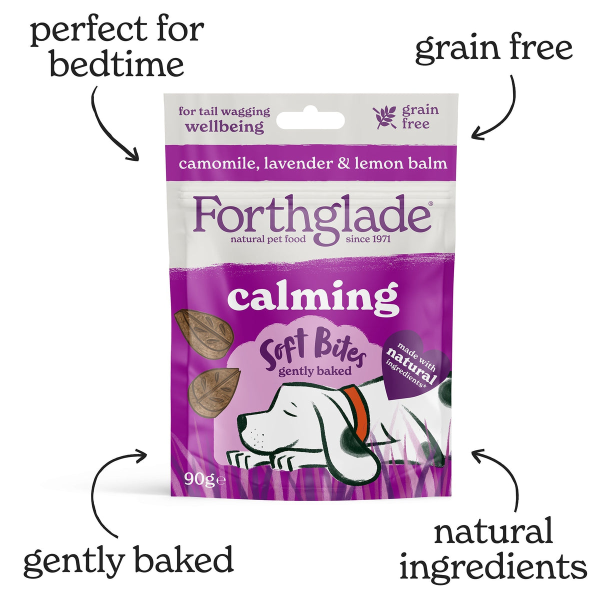Forthglade Soft Bites Calming Dog Treats With Camomile & Lavender - 8 x 90g, Forthglade,