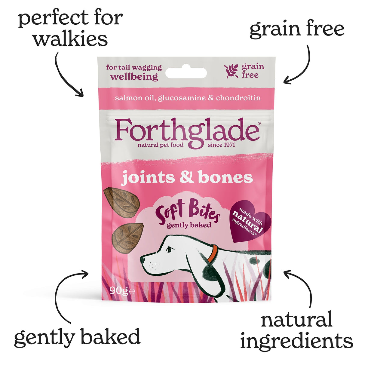 Forthglade Soft Bites Grain Free Joints & Bones Salmon Treats - 8 x 90g, Forthglade,