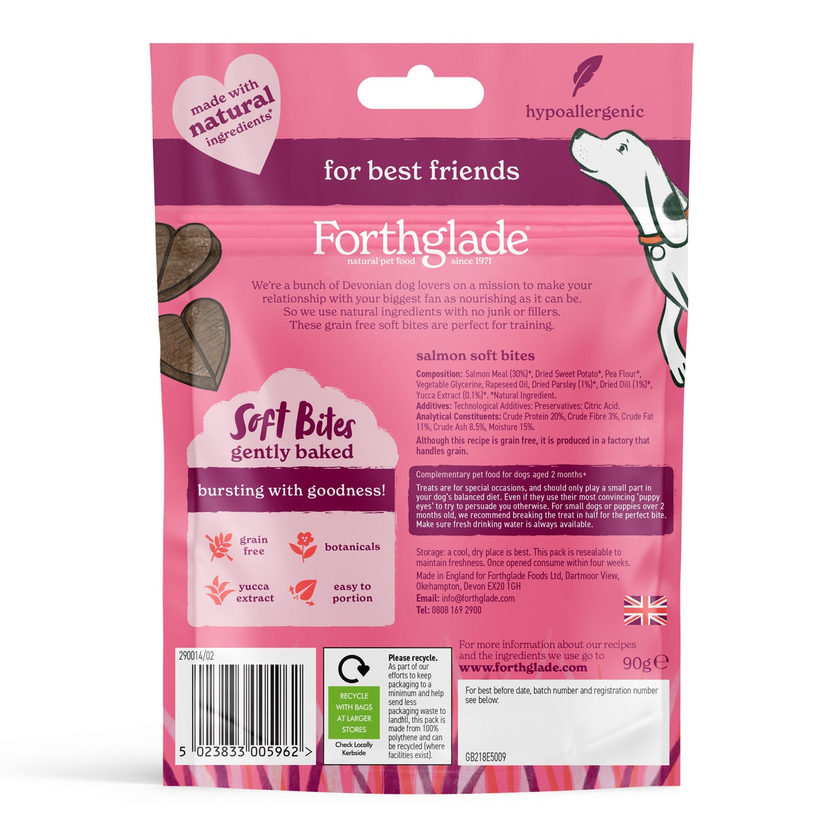 Forthglade Soft Bites Salmon Dog Treats - 8 x 90g, Forthglade,