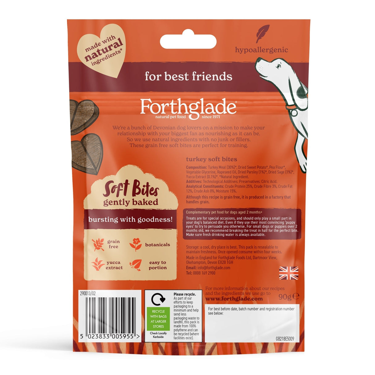 Forthglade Soft Bites Turkey Dog Treats - 8 x 90g, Forthglade,