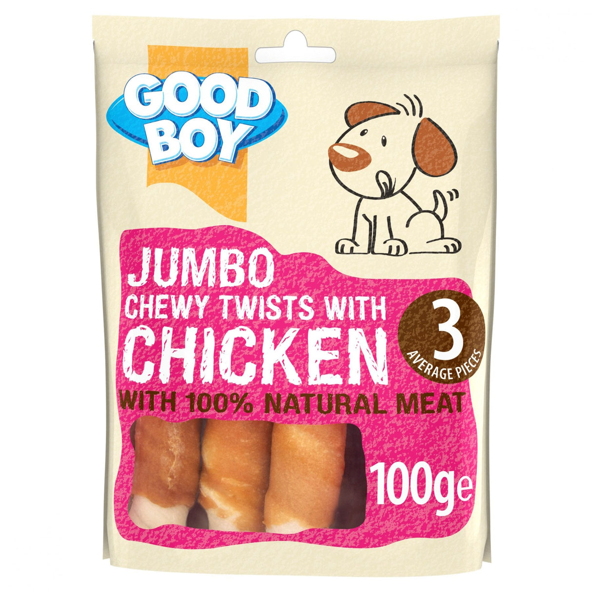 Good Boy Jumbo Chewy Twists with Chicken Dog Treat - 12 x 100g, Good Boy,