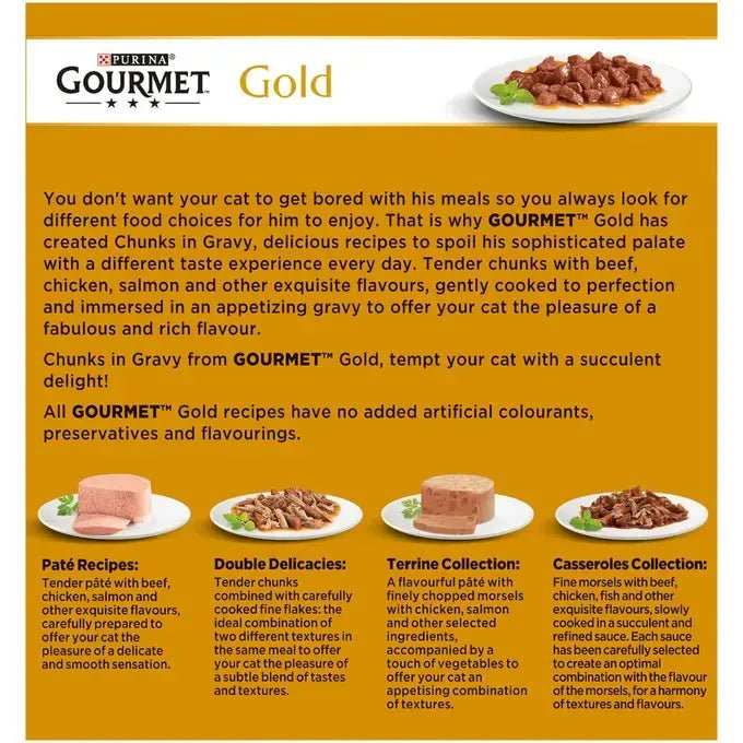 Gourmet Gold Chunks in Gravy Collection Wet Cat Food - 6 Boxes of (8x85g), Gourmet,