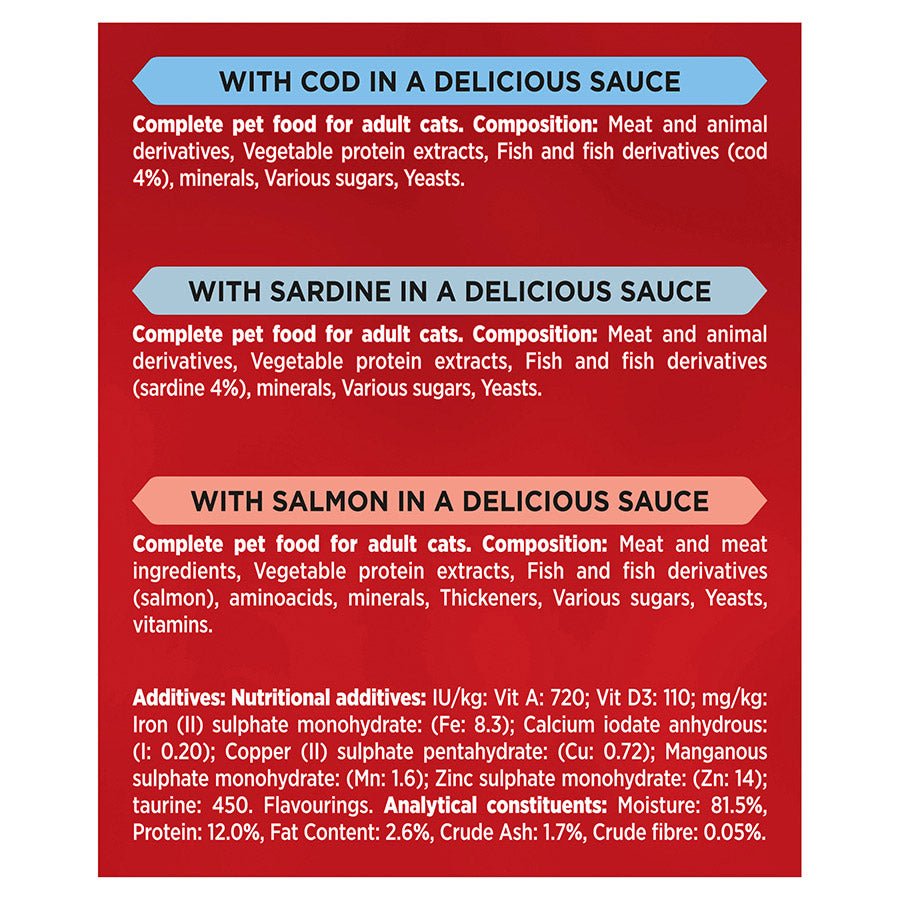 Gourmet Mon Petit Wet Adult Cat Food Cod, Sardine & Salmon - 8x (6x50g), Gourmet,