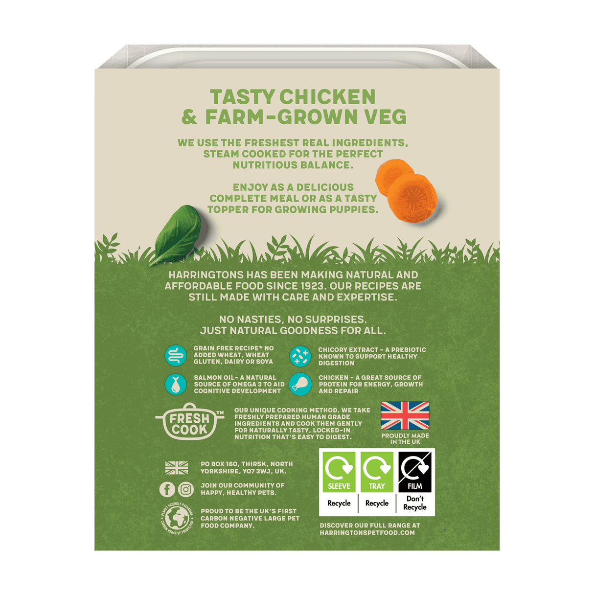 Harringtons Puppy Chicken with Veg Grain Free Wet Food Trays - 8 x 380g, Harringtons,