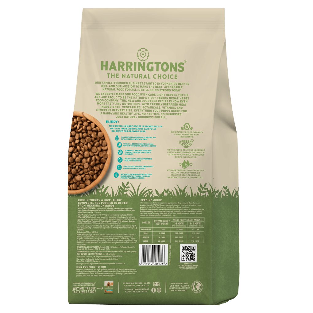 Harringtons Puppy Rich in Turkey & Rice Dry Food, Harringtons, 10 kg