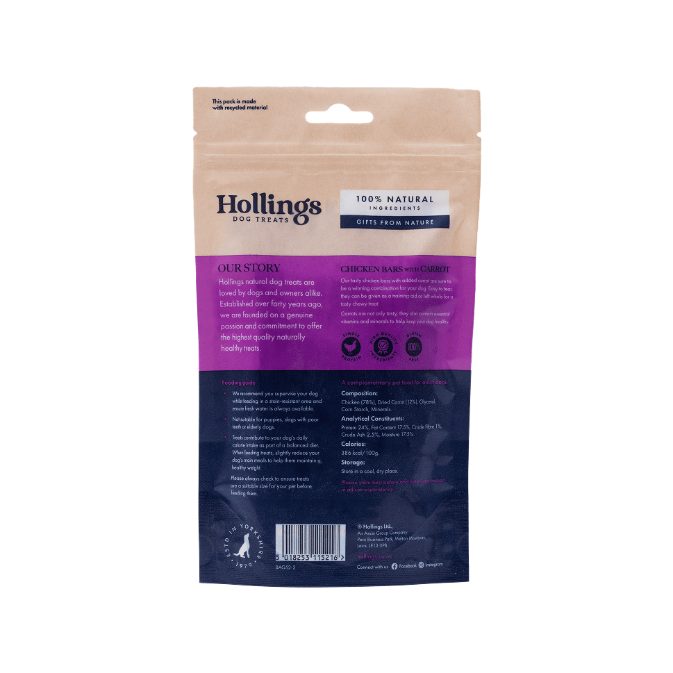 Hollings Chicken Bars with Carrot - 70 Bars (10x7 pack), Hollings,