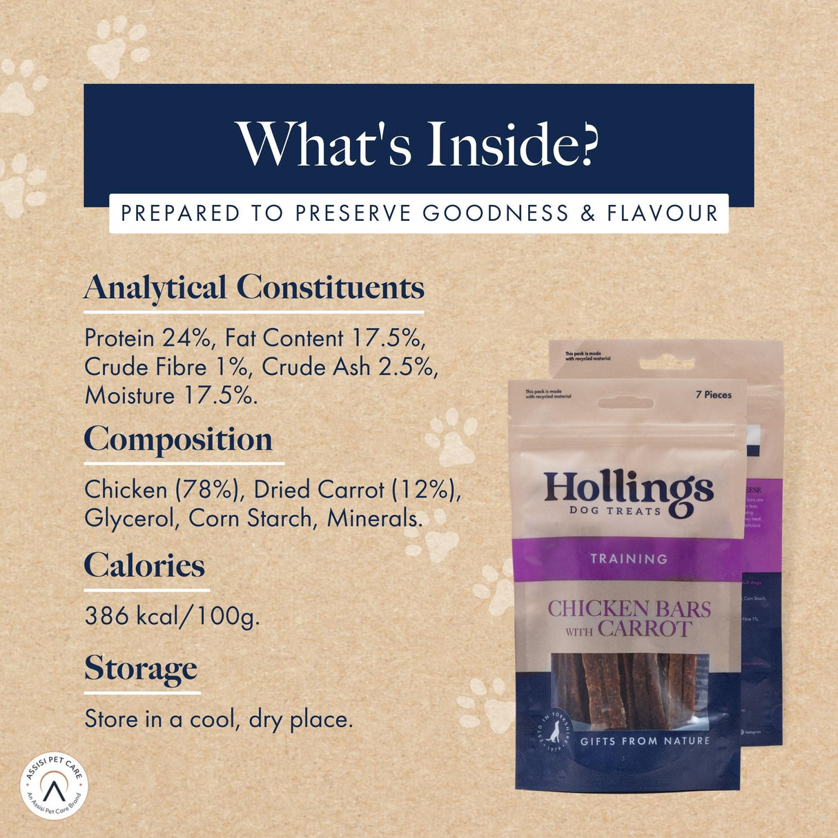 Hollings Chicken Bars with Carrot - 70 Bars (10x7 pack), Hollings,