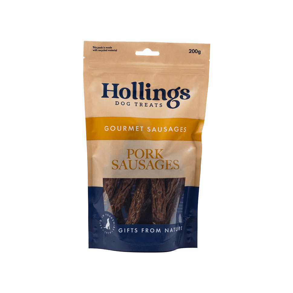 Hollings Gourmet Pork Sausage Dog Treats, Hollings, 2kg (10 x 200g Bags)