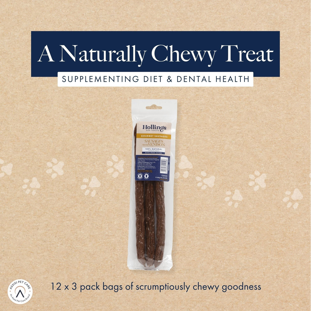 Hollings Gourmet Venison Sausage Dog Treat - 36 Sausages, Hollings,