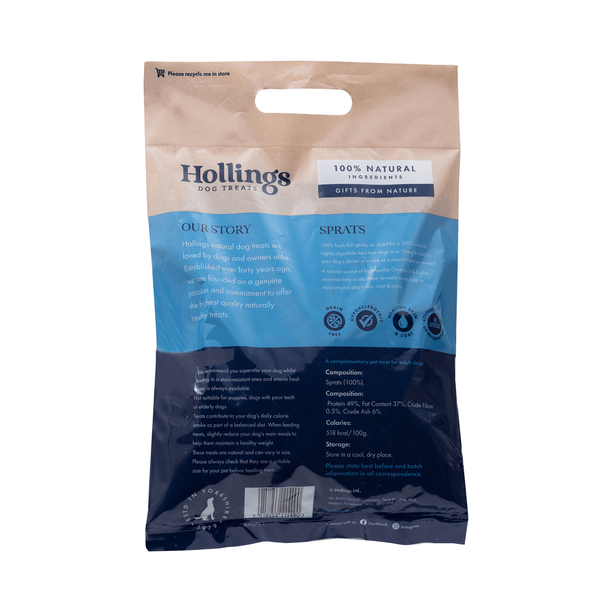 Hollings Sprats - Pouches, Hollings, 8 x 400g (3.2kg)